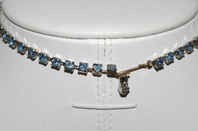 +MBA #99-019  "Vintage Fancy Silvertone Blue Crystal Choker"