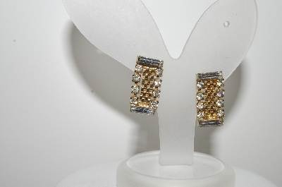 +MBA #99-096  "Vintage Goldtone Mesh Style Crystal Choker & Matching Earrings Set"
