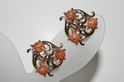 +MBA #41E-157  "Vintage Goldtone Sparkle Glass Stone Earrings"