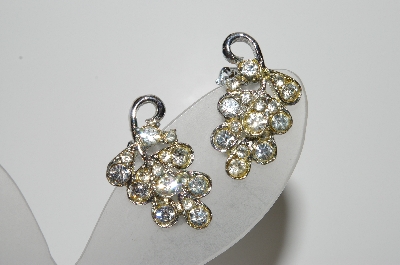 +MBA #41E-144  "Vintage Silvertone Clear Crystal Rhinestone Earrings"