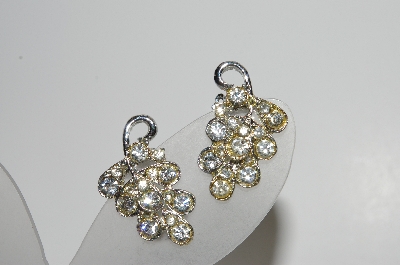 +MBA #41E-144  "Vintage Silvertone Clear Crystal Rhinestone Earrings"