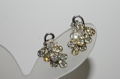 +MBA #41E-144  "Vintage Silvertone Clear Crystal Rhinestone Earrings"