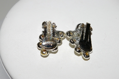+MBA #41E-144  "Vintage Silvertone Clear Crystal Rhinestone Earrings"