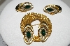 +MBA #41E-124  "Kramer Gold Plated Mesh Style Pin & Matching Earring Set"