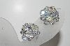 +MBA #41E-076  "Vintage Silvertone 9 Bead AB Crystal Clip On Earrings"
