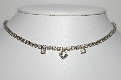+MBA #41E-025  "Vintage Silvertone Clear Crystal Rhinestone Choker"