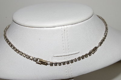 +MBA #41E-025  "Vintage Silvertone Clear Crystal Rhinestone Choker"