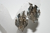 +MBA #41E-135  "Vintage Silvertone 3 Leaf Clip On Earrings"