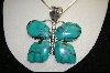 + MBA #S19-1265    " Artist Signed "Gary G." Chubby" Green Turquoise ButterFly Pendant