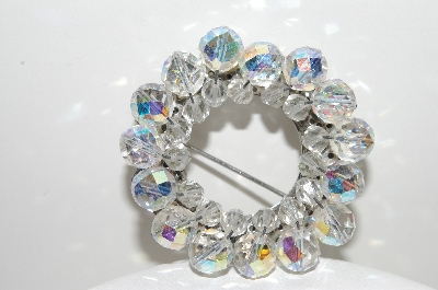 +MBA #41E-232   "Vintage Silvertone AB Crystal Cluster Pin"
