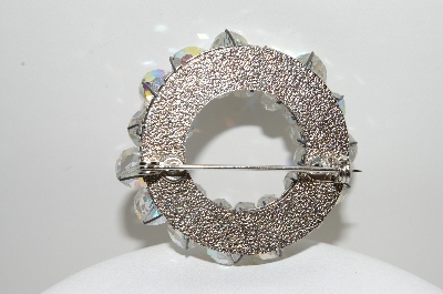+MBA #41E-232   "Vintage Silvertone AB Crystal Cluster Pin"