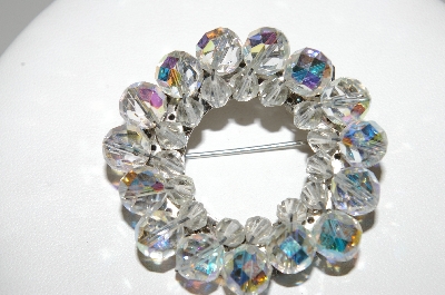 +MBA #41E-232   "Vintage Silvertone AB Crystal Cluster Pin"