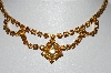 +MBA #41E-003  "Vintage Goldtone Citrine Colored Crystal Rhinestone Choker"