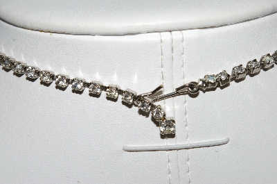 +MBA #41E-011   "Vintage Silvertone Clear Crystal Rhinestone Fancy Choker"