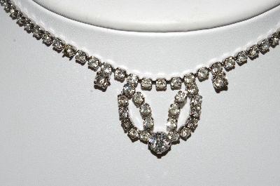 +MBA #41E-018  "Vintage Silvertone Clear Crystal Fancy Rhinestone Choker"