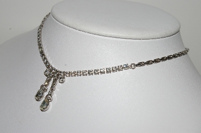 +MBA #41E-020  "Vintage Silvertone Clear Crystal Rhinestone Choker"