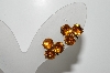 +MBA #41E-080  "Vintage Goldtone Citrine Colored Rhinestone Screw Back Earrings"
