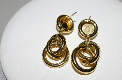 +MBA #41E-045  "Vintage Gold Plated Faux Pearl Pierced Earrings"