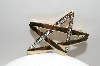 +MBA #E42-122  "Vintage Gold Plated Clear Crystal Rhinestone Star Pin"