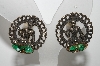 +MBA #E42-173  "Vintage Antiqued Metal Oriental Style Clip On Earrings"