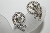 +MBA #E42-149  "Vintage Silvertone Fancy Clear Crystal Clip On Earrings"