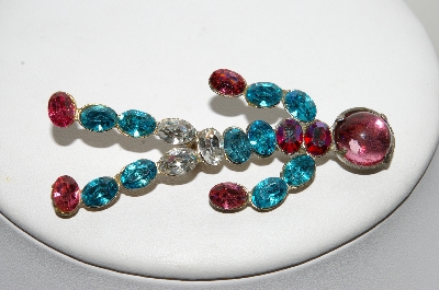 +MBA #E42-106  "Vintage Multi Colored Rhinestone Figure Pin"