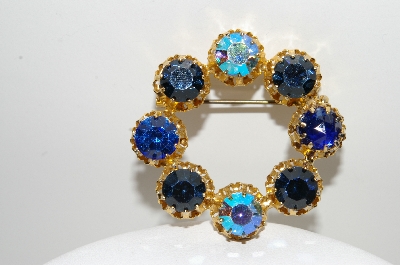 +MBA #E42-110  "Vintage Made In Austria Round Crystal Rhinestone Pin"