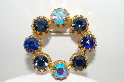 +MBA #E42-110  "Vintage Made In Austria Round Crystal Rhinestone Pin"