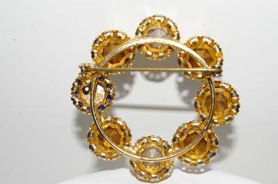 +MBA #E42-110  "Vintage Made In Austria Round Crystal Rhinestone Pin"