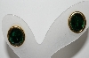 +MBA #E42-225  "Orena Paris Goldtone Green Glass Pierced Earrings"
