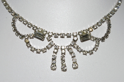 +MBA #E42-025  "Vintage Silvertone Clear Crystal Rhinestone Choker"