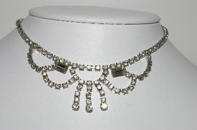 +MBA #E42-025  "Vintage Silvertone Clear Crystal Rhinestone Choker"