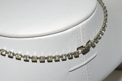 +MBA #E42-025  "Vintage Silvertone Clear Crystal Rhinestone Choker"