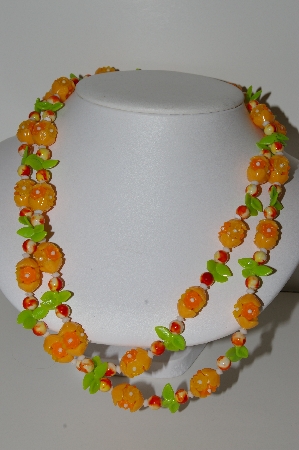 +MBA #E42-041   "Vintage Brite Tropical Look Acrylic Bead Necklace"