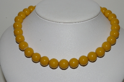 +MBA #E42-034  "Vintage Made In Japan Mustard Colored Acrylic Bead Necklace"