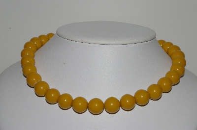 +MBA #E42-034  "Vintage Made In Japan Mustard Colored Acrylic Bead Necklace"