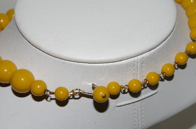 +MBA #E42-034  "Vintage Made In Japan Mustard Colored Acrylic Bead Necklace"