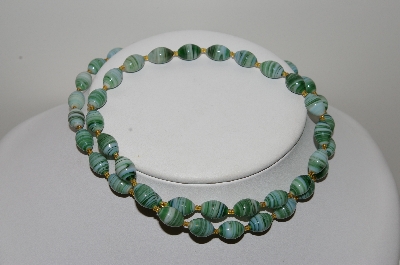 +MBA #E42-039  "Vintage Fancy Green Glass Bead Necklace"