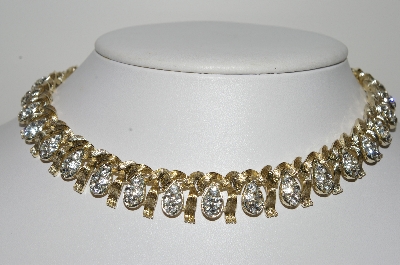 +MBA #E43-002  "Lisner Goldtone Clear Rhinestone Fancy Necklace"