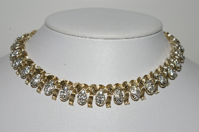 +MBA #E43-002  "Lisner Goldtone Clear Rhinestone Fancy Necklace"