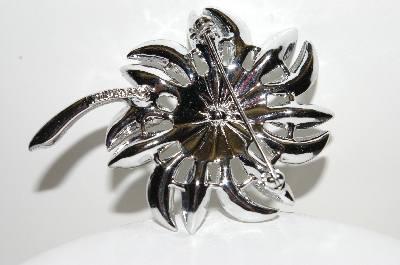 +MBA #E43-022   "Sarah Coventry Silvertone AB & Clear Crystal Rhinestone Flower Pin"