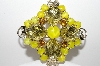 +MBA #E43-038  "Vintage Goldtone Yellow Glass & Rhinestone Brooch"
