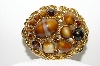 +MBA #E43-041  "Vintage Goldtone Brown Glass & Rhinestone Pin"