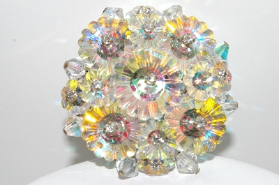 +MBA #E43-051  "Vintage Silvertone Fancy AB Crystal Bead Pin"