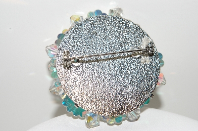 +MBA #E43-051  "Vintage Silvertone Fancy AB Crystal Bead Pin"