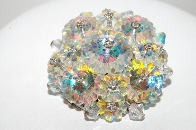 +MBA #E43-051  "Vintage Silvertone Fancy AB Crystal Bead Pin"