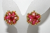 +MBA #E43-097  "Vintage Goldtone Shades Of Pink Acrylic Bead Earrings"