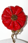 +MBA #E43-080  "Hedy Large Goldtone Red Enameled Flower Pin"