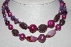 +MBA #E43-178  "Made In Japan Purple & Pink Glass & Acrylic Bead 2 Strand Necklace"