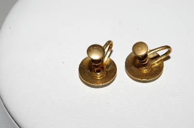 +MBA #E43-137  "Coro Small Goldtone Enameled Rose Button Style Earring"